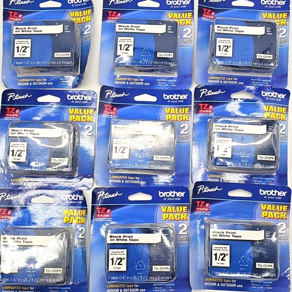 Lot Genuine P-Touch TZe-231 Brother 1/2" Laminated Tape Black Label Labeler 2312